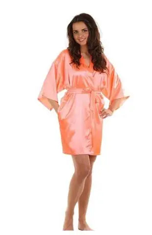 Women's Green Satin Elegant Kimono Bathrobe Bridal Sleepwear Set