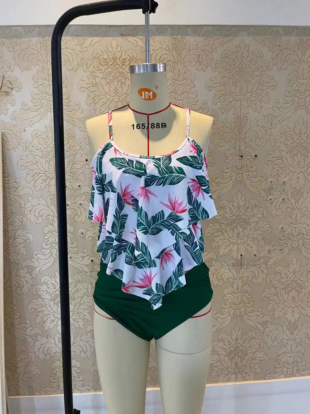 Premium Two Piece Ruffled Top High Waisted Swimsuit Set