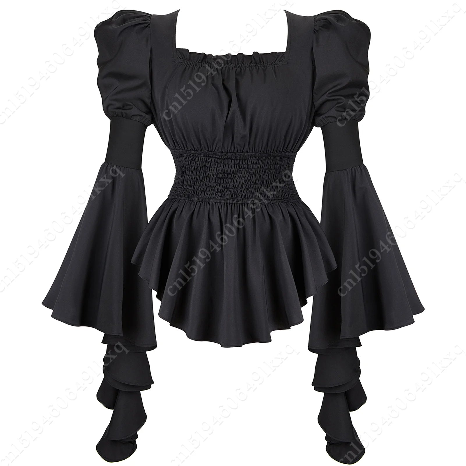 Women's Long Sleeve Medieval Gothic Victorian Steampunk Pirate Blouse