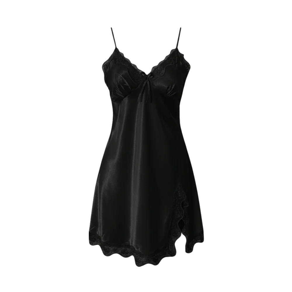 Silky V-Neck Summer Nightdress Soft Lace Trimmed Homewear