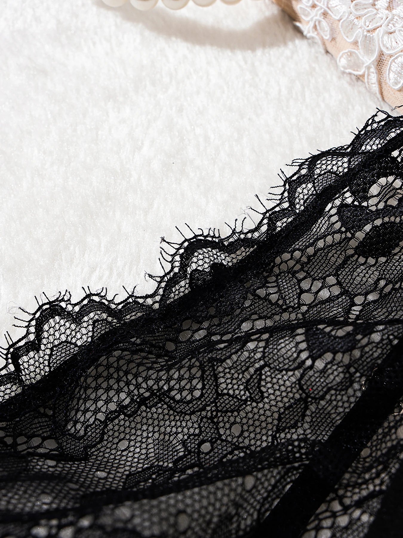 Premium Women Black Mesh Nightdress Sheer Lace V Neckwear