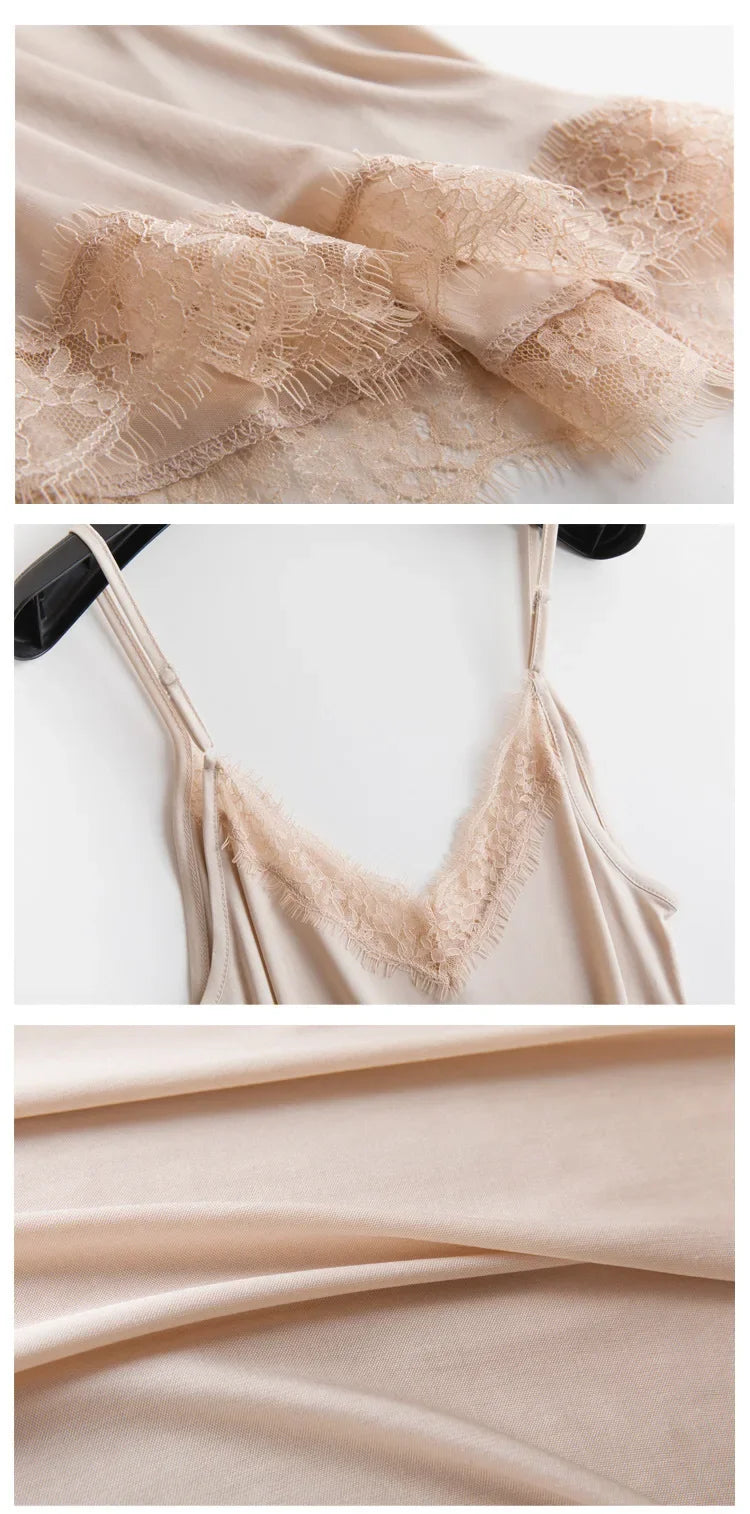 Premium Silk V-Neck Loose Knit Base Layering Dress
