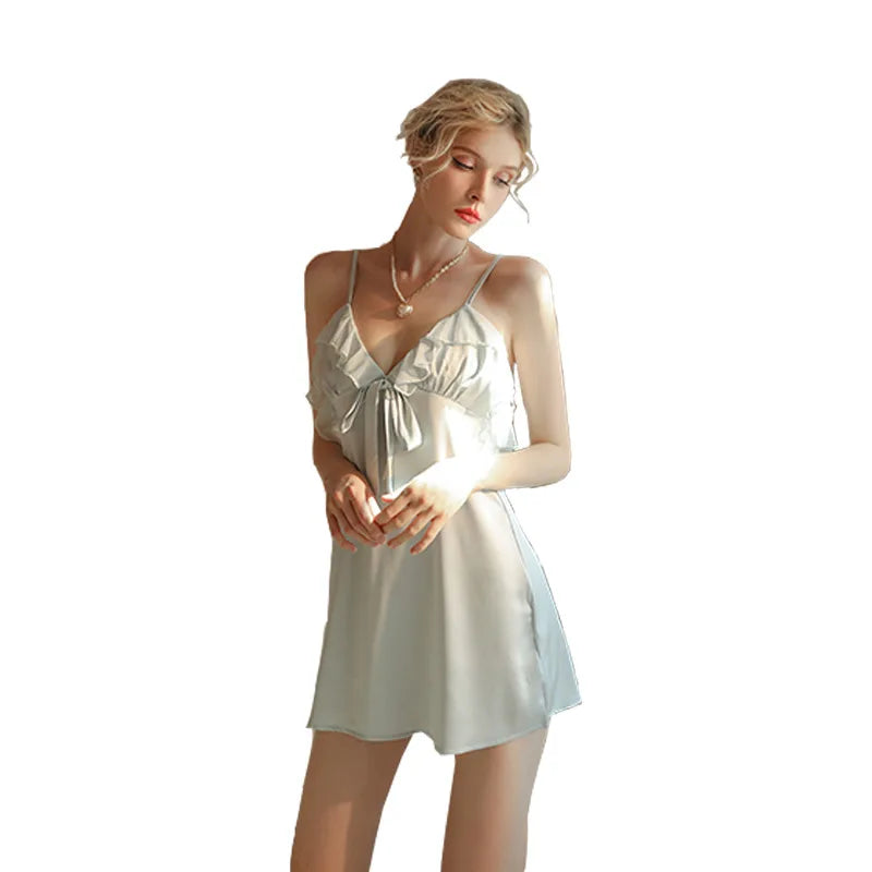 Premium Women Silky Nightgown Coordinated Satin Sleepwear Slip Dress