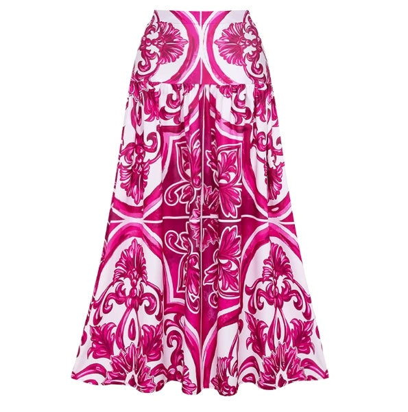Elegant Women Jungle Green Print One Piece Swimsuit Skirt Set