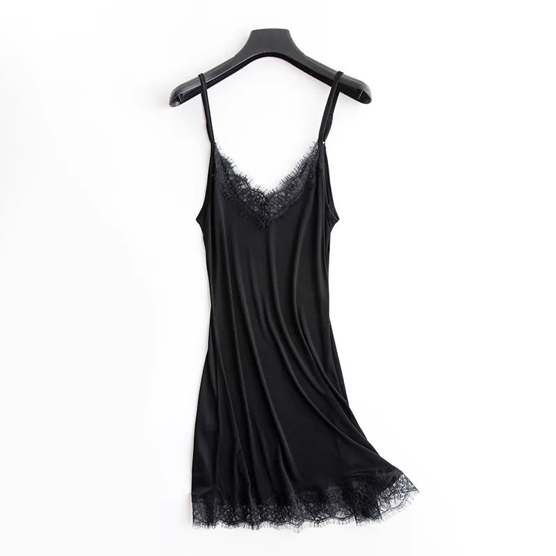 Premium Silk V-Neck Loose Knit Base Layering Dress