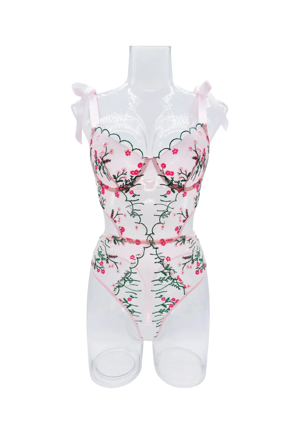 Chic Matching Bra and Thong Set Luxury Female Intimates