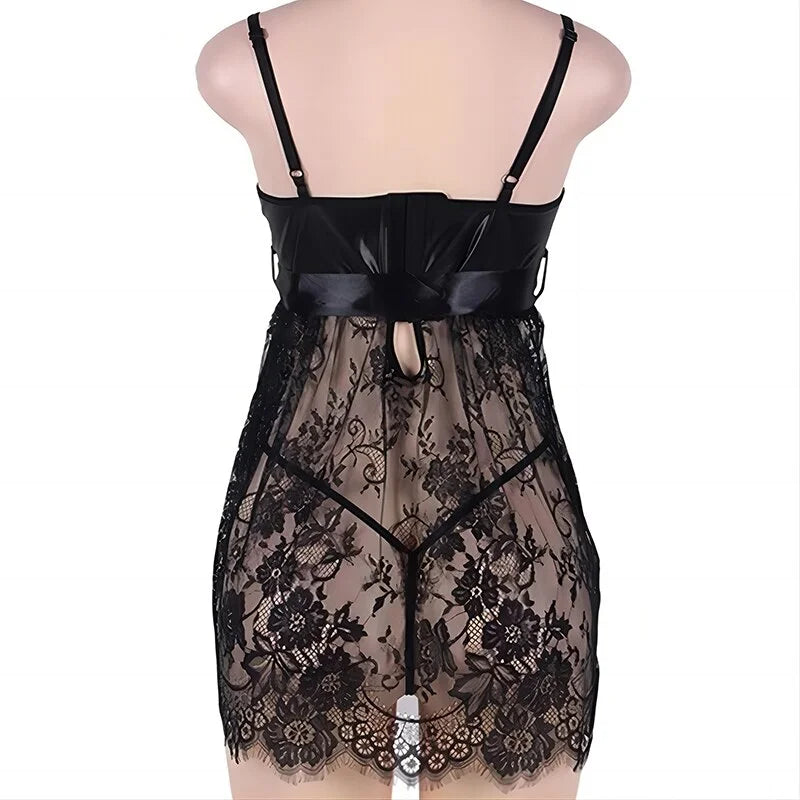 Elegant Floral Lace Nightdress Women's Soft Chemise Sleepwear With Comfortable Matching Set