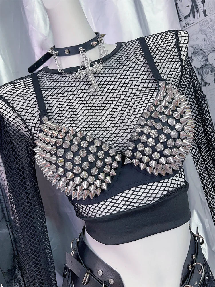 Women's Silver Rhinestone Sequined Wire Free Plunge Bralette