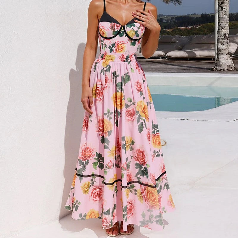 Women's Floral Printed Two Piece Skirt and Bodysuit Set
