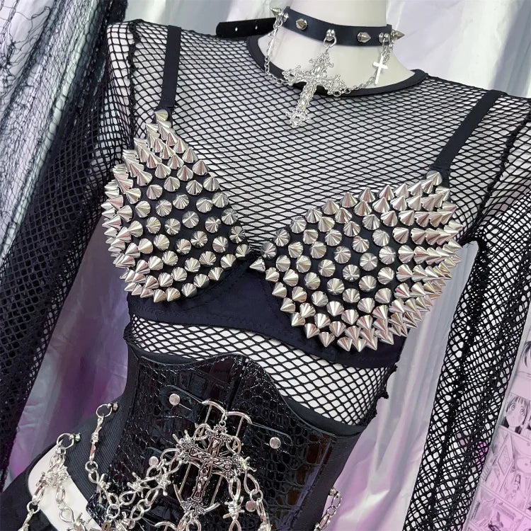Women's Silver Rhinestone Sequined Wire Free Plunge Bralette