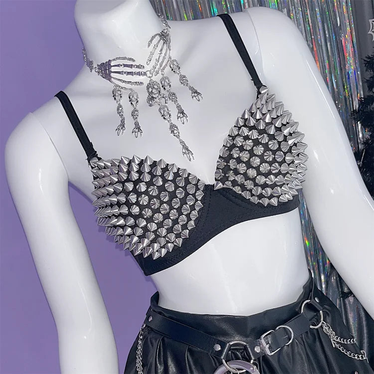 Women's Silver Rhinestone Sequined Wire Free Plunge Bralette