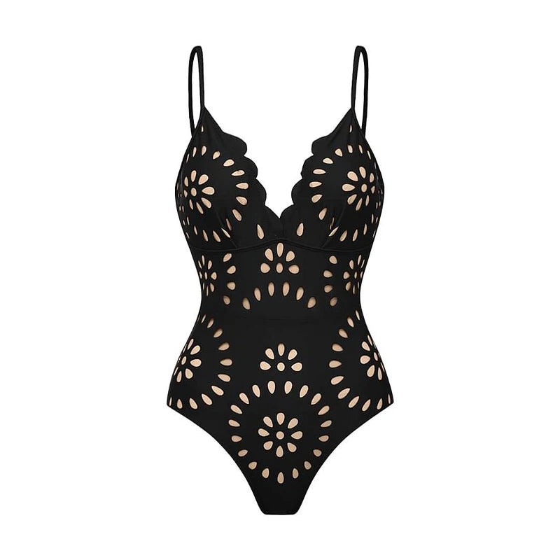 Flaxmaker Summer Women Lace Up V Neck Ruffle Swimsuit Sarong