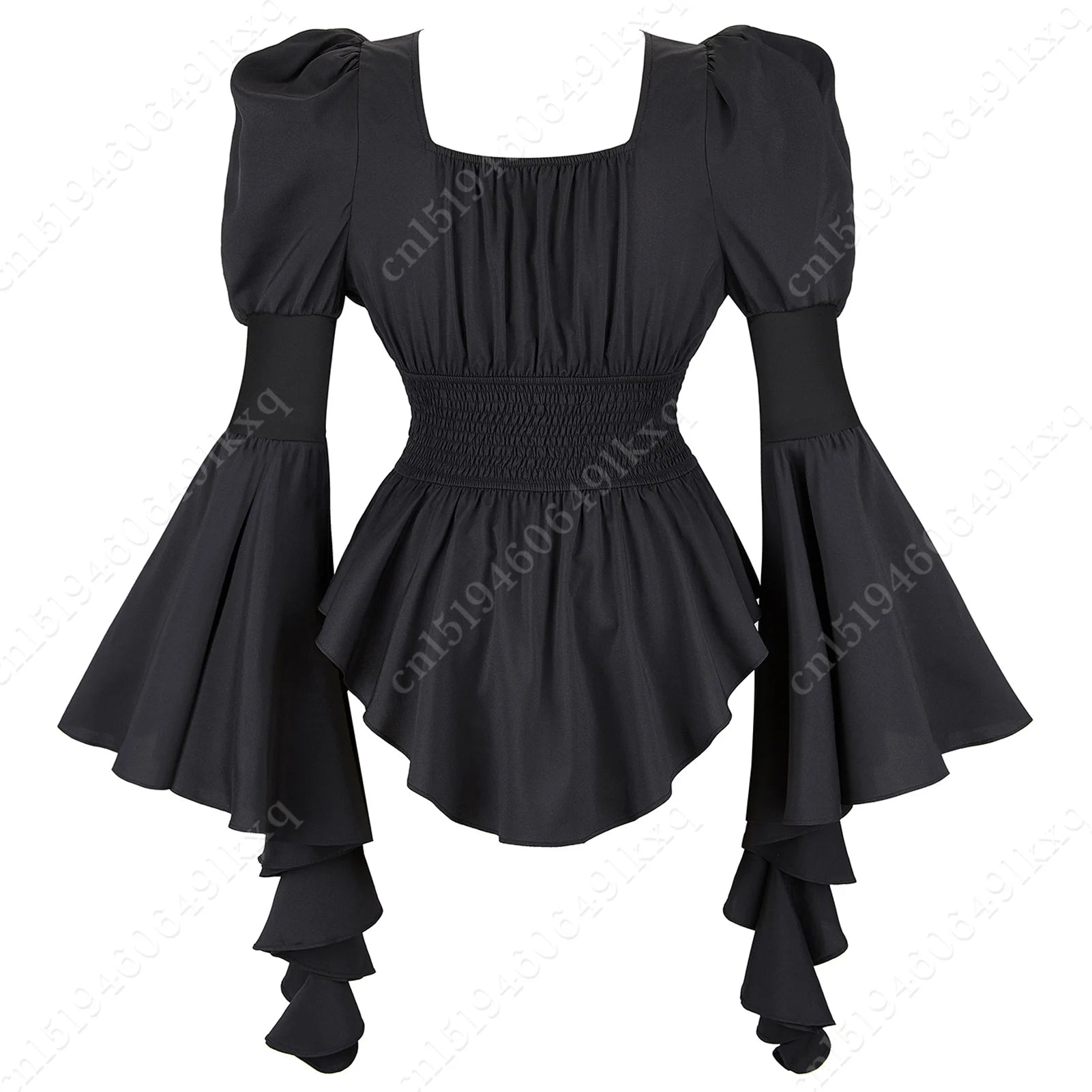 Women's Long Sleeve Medieval Gothic Victorian Steampunk Pirate Blouse