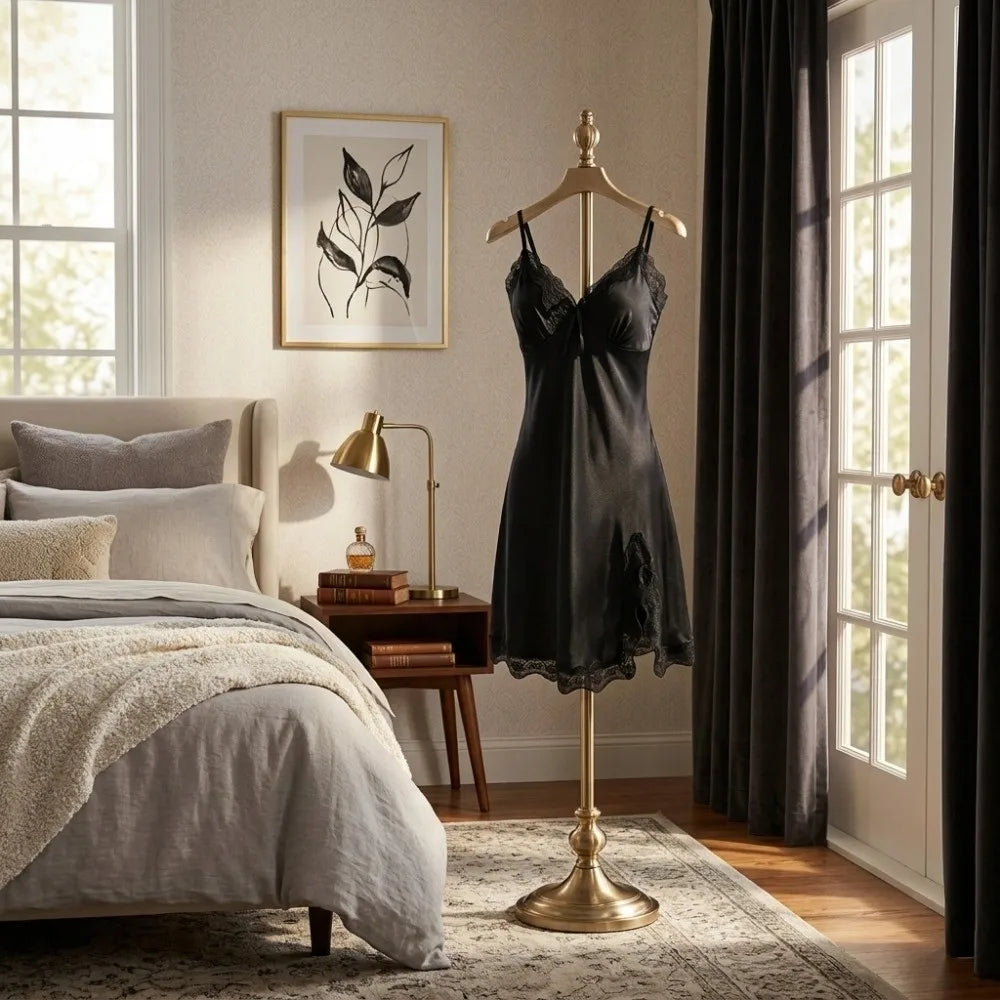 Silky V-Neck Summer Nightdress Soft Lace Trimmed Homewear