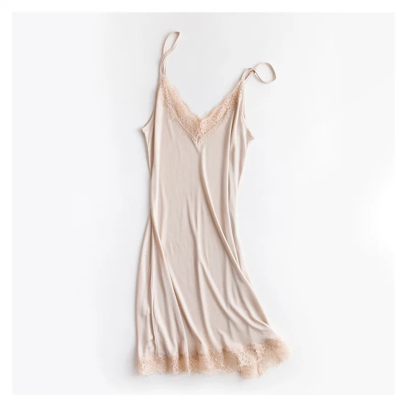 Premium Silk V-Neck Loose Knit Base Layering Dress