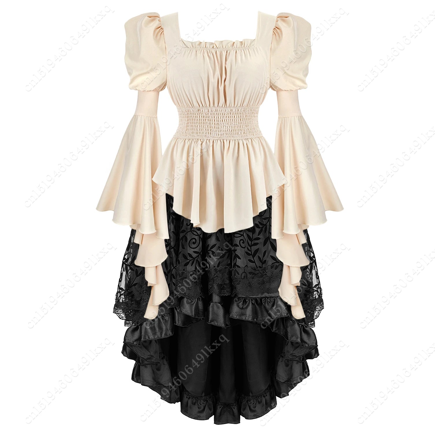 Women's Long Sleeve Medieval Gothic Victorian Steampunk Pirate Blouse