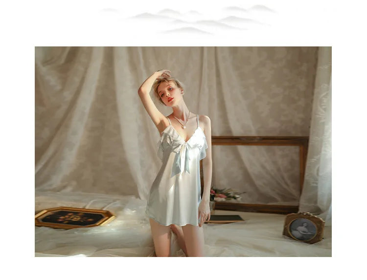 Premium Women Silky Nightgown Coordinated Satin Sleepwear Slip Dress