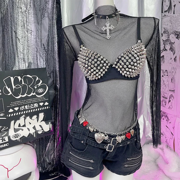 Women's Silver Rhinestone Sequined Wire Free Plunge Bralette