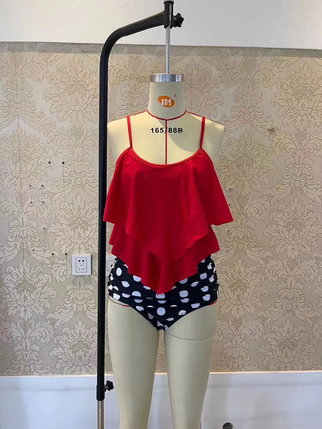 Premium Two Piece Ruffled Top High Waisted Swimsuit Set