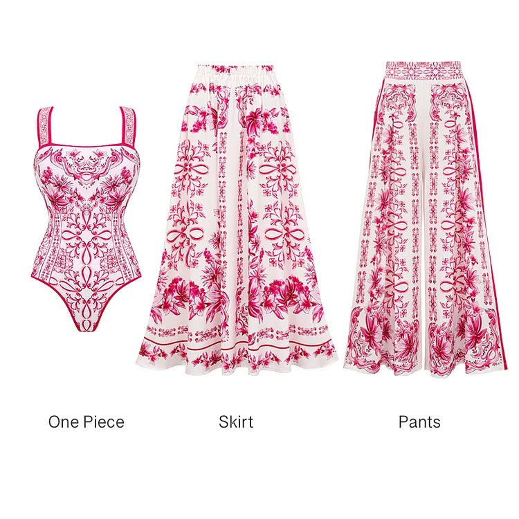 Flaxmaker Summer Women Lace Up V Neck Ruffle Swimsuit Sarong
