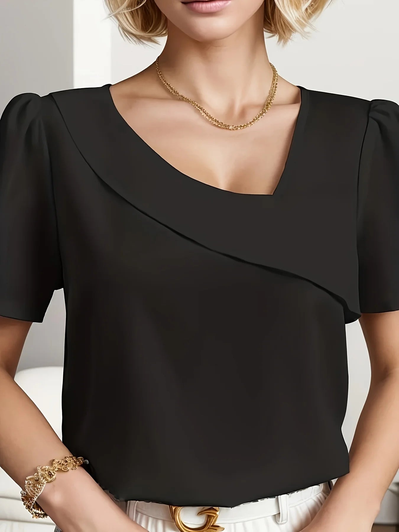 Women's Casual Loose Short Sleeve Elegant Temperament Everyday Blouse