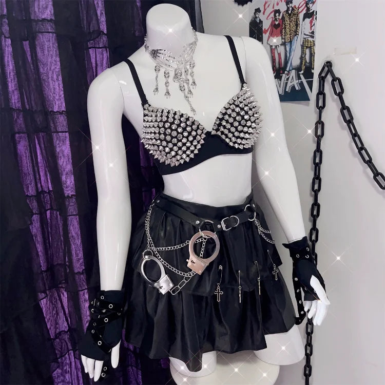 Women's Silver Rhinestone Sequined Wire Free Plunge Bralette