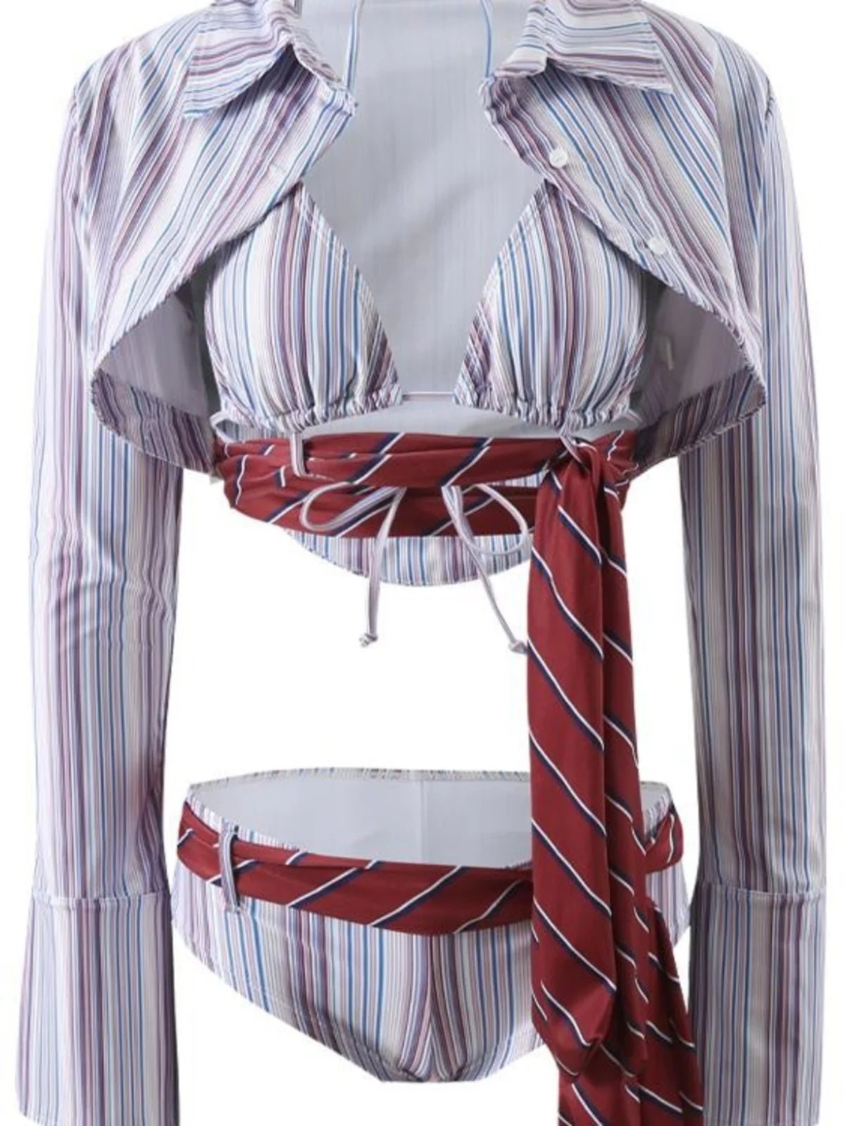 Chic Retro Stripe Two Piece Tankini Set For Springs
