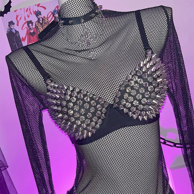 Women's Silver Rhinestone Sequined Wire Free Plunge Bralette