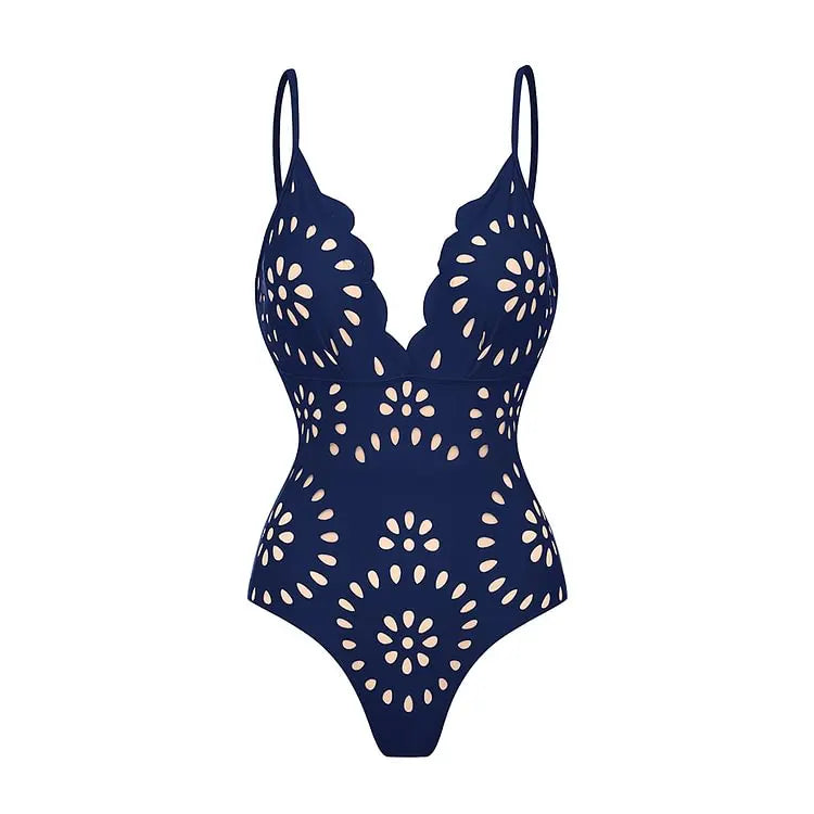 Flaxmaker Summer Women Lace Up V Neck Ruffle Swimsuit Sarong