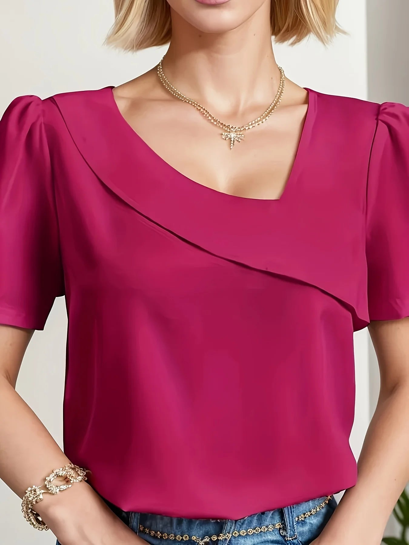 Women's Casual Loose Short Sleeve Elegant Temperament Everyday Blouse