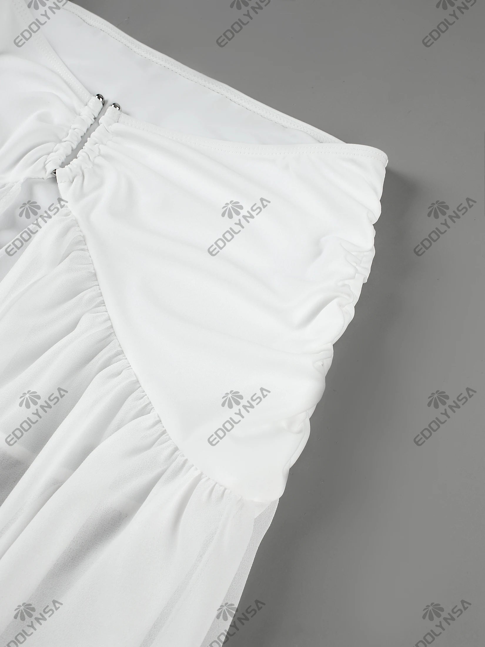 Women's White Halter Bikini Three Piece Maxi Skirt Set