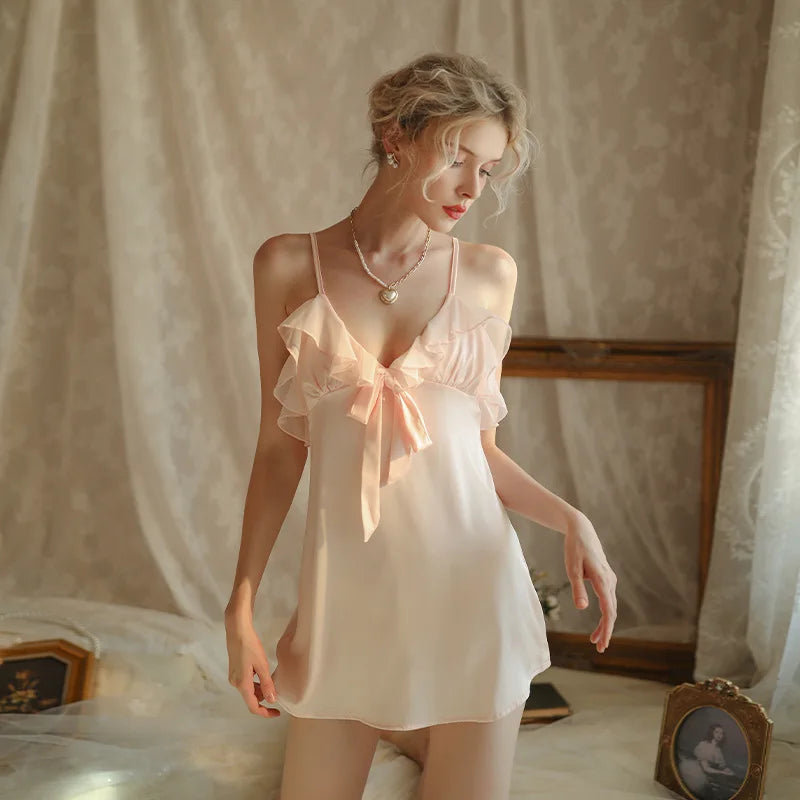 Premium Women Silky Nightgown Coordinated Satin Sleepwear Slip Dress