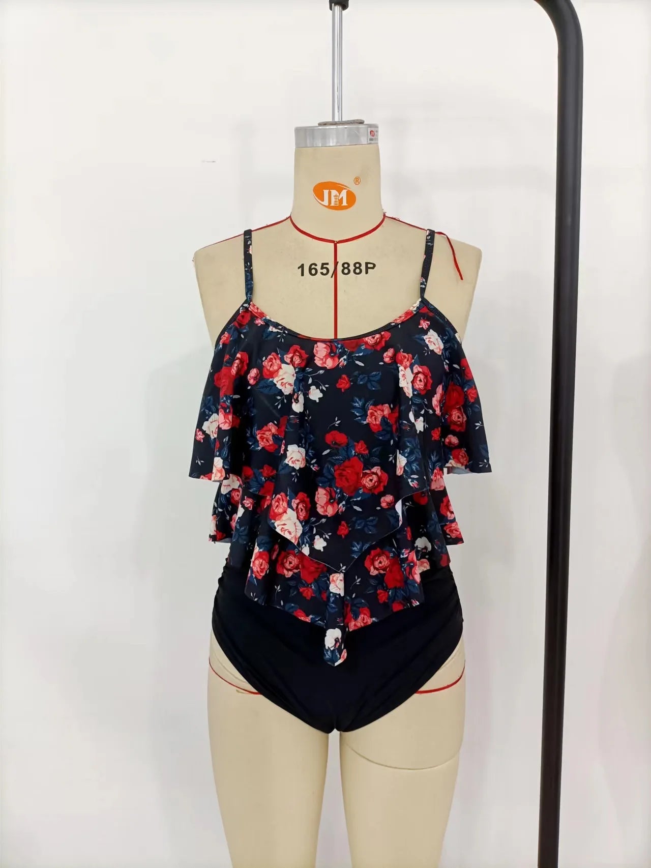 Premium Two Piece Ruffled Top High Waisted Swimsuit Set