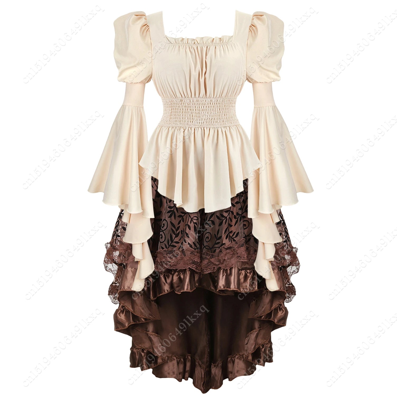 Women's Long Sleeve Medieval Gothic Victorian Steampunk Pirate Blouse