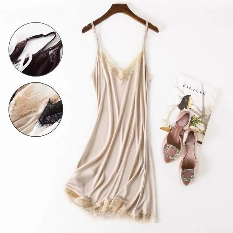 Premium Silk V-Neck Loose Knit Base Layering Dress