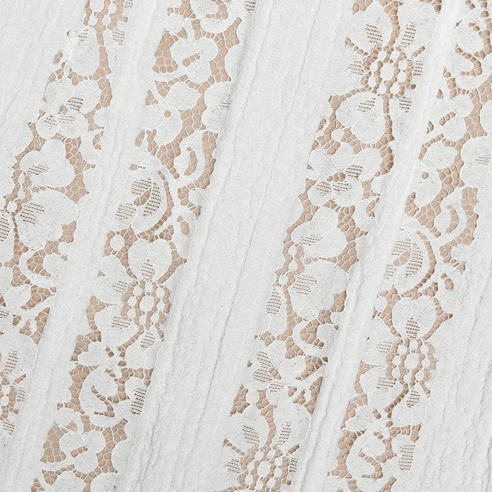 Premium Women White Bodycon Lace Maxi Dress Flare Sleeves