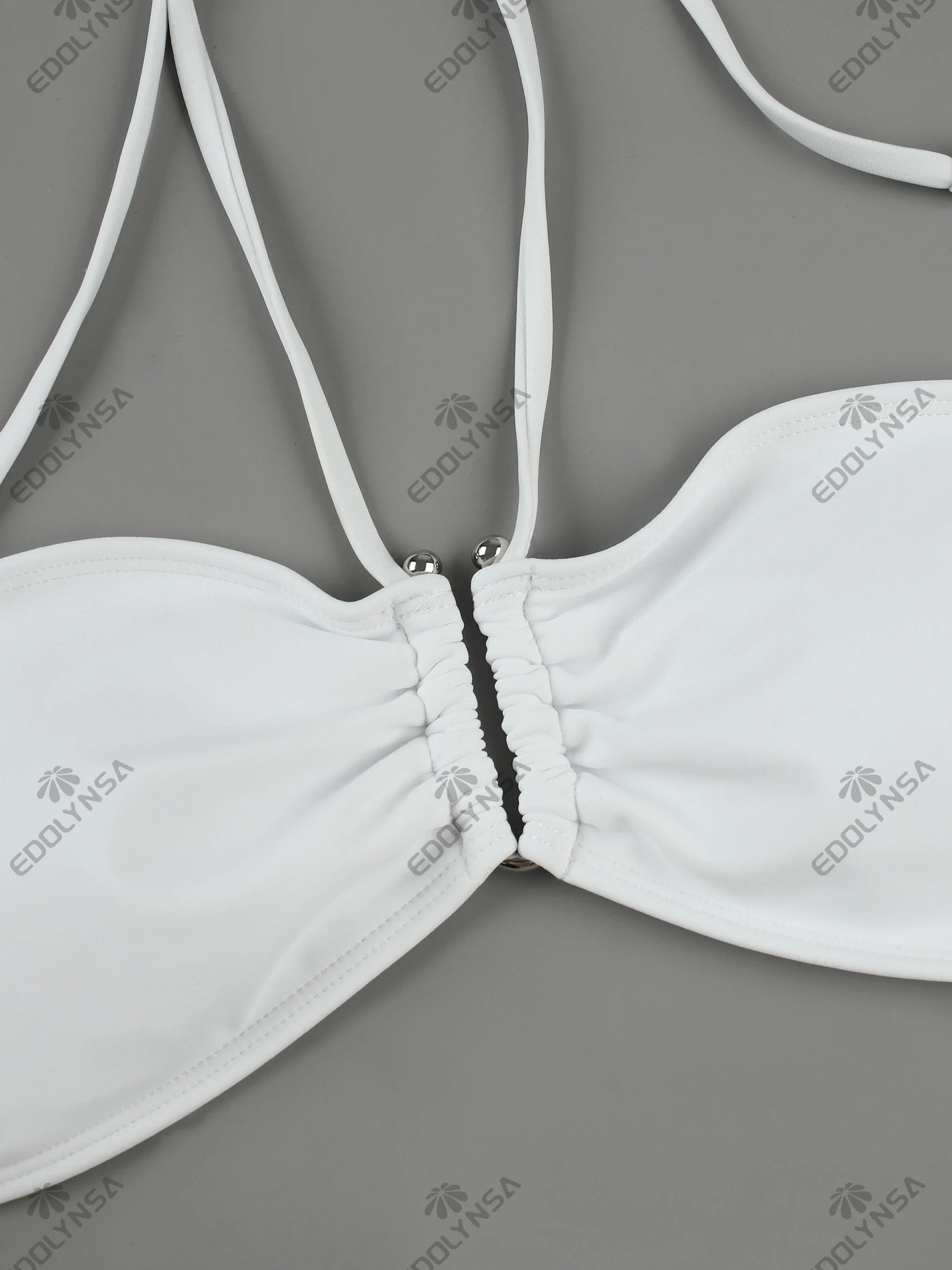 Women's White Halter Bikini Three Piece Maxi Skirt Set
