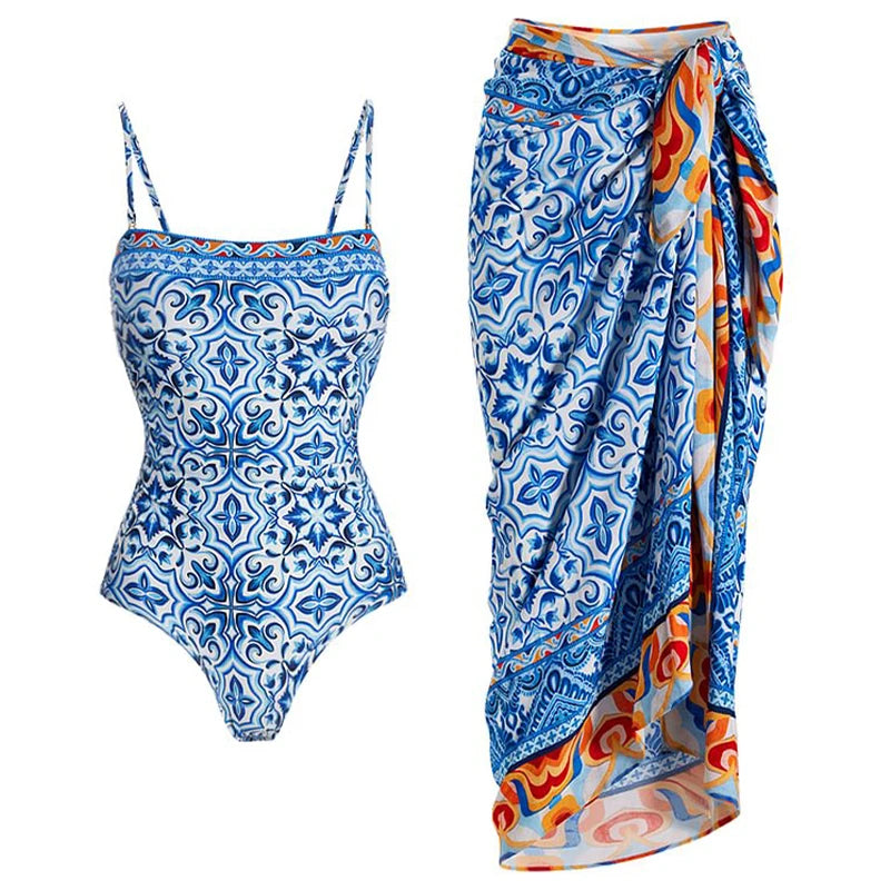 Women's One Piece Swimsuit With Matching Beach Cover Up