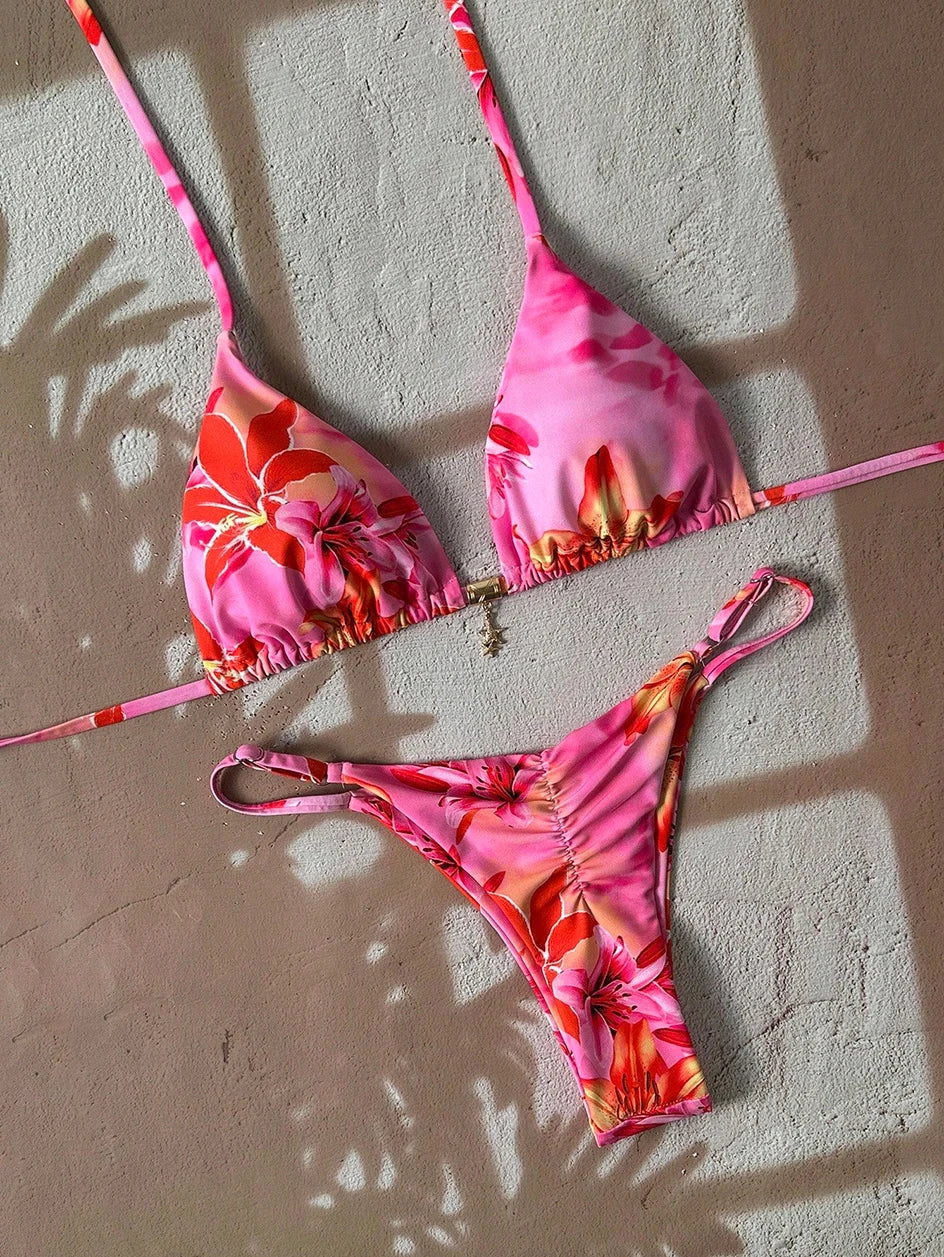 Elegant Leopard Pattern Two Piece Bathing Suit Beachwear Set
