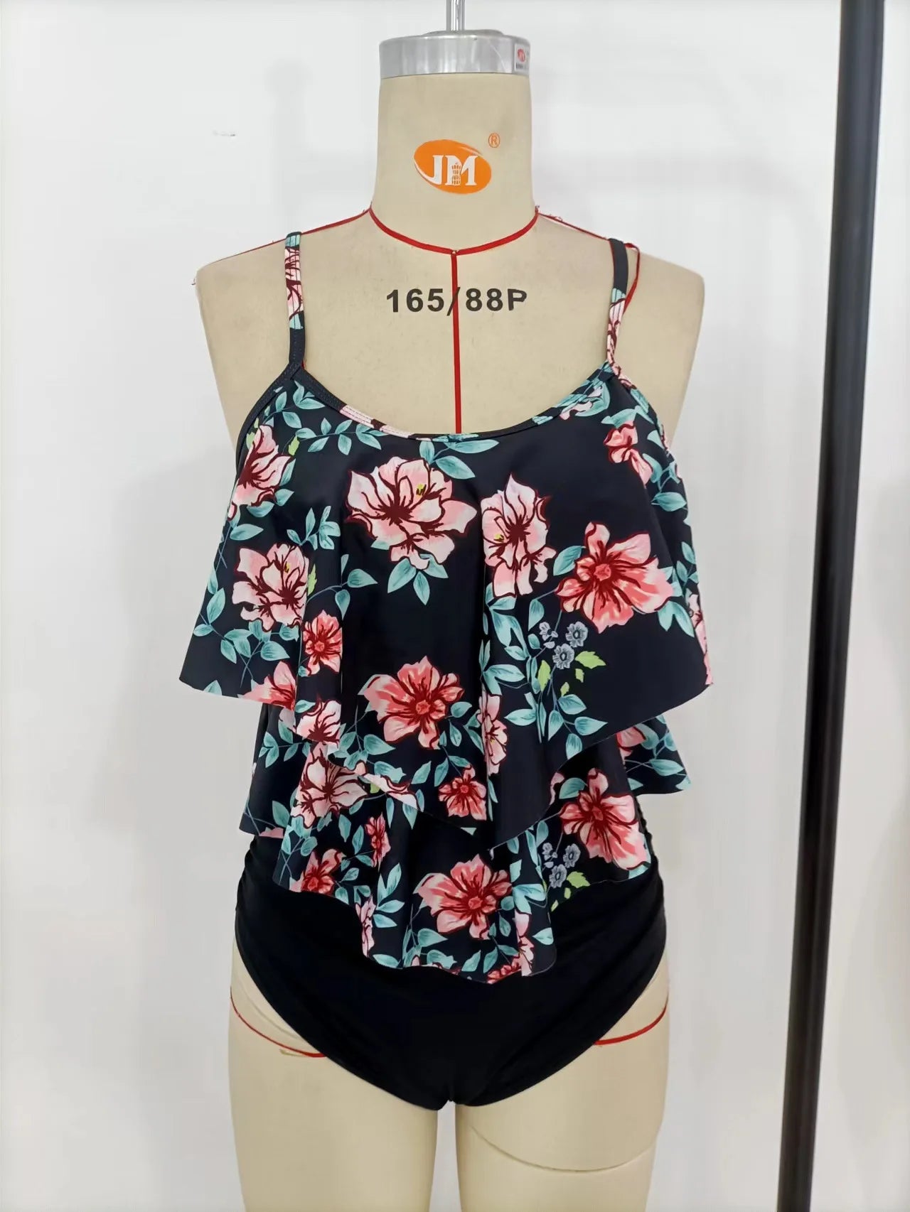Premium Two Piece Ruffled Top High Waisted Swimsuit Set