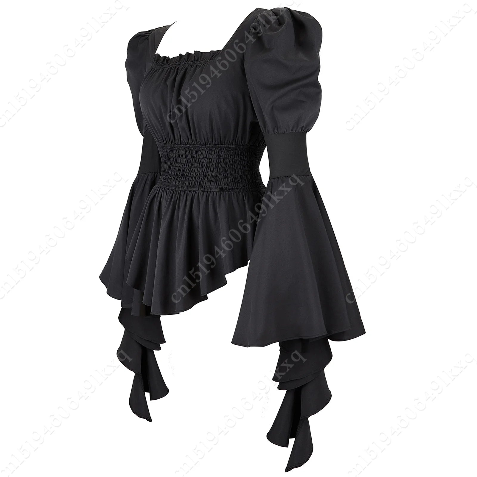 Women's Long Sleeve Medieval Gothic Victorian Steampunk Pirate Blouse