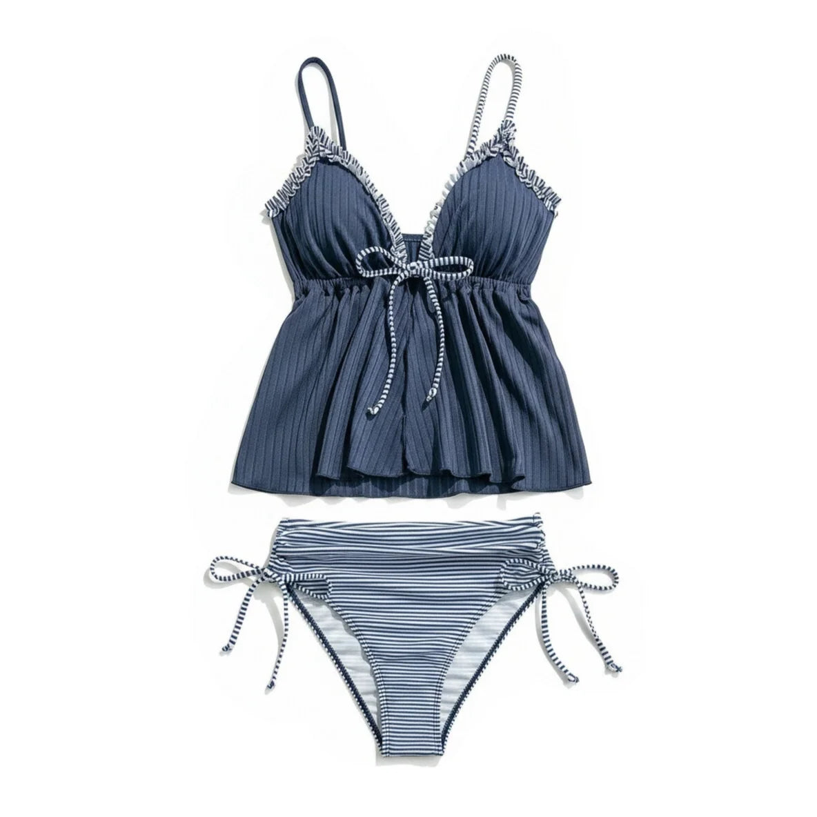 Women's Ruffle Tankini Tummy Control Two Piece Bathing Suit